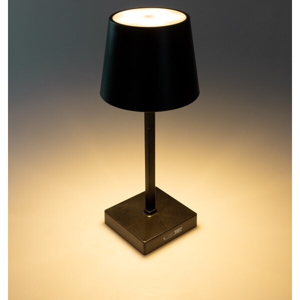 LED Akku Tischleuchte dimmbar 26cm – kabellose Tischlampe USB-C warmweiß 3000K schwarz