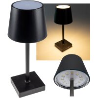 LED Akku Tischleuchte dimmbar 26cm – kabellose Tischlampe USB-C warmweiß 3000K schwarz
