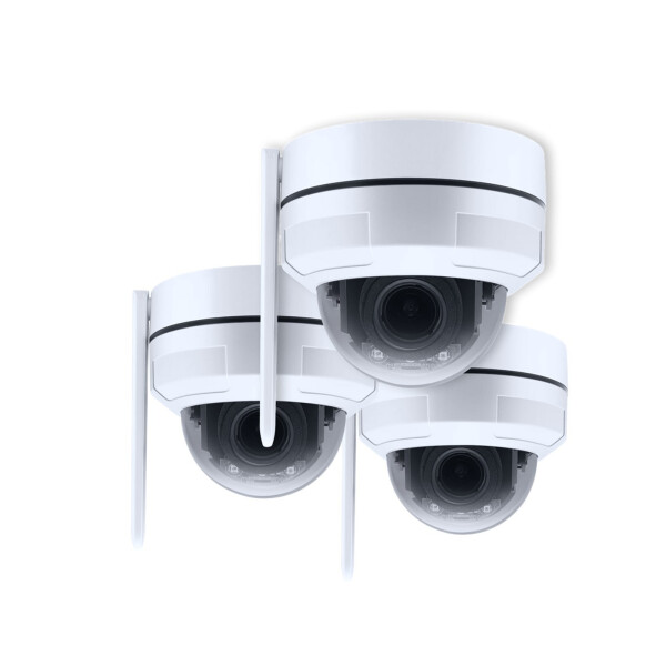 Dome Überwachungskamera Set 3x WLAN PoE – Outdoor Kamerasystem ohne Abo Iris