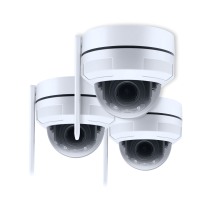 Überwachungskamera Set 3x WLAN PoE 2K Zoom – Outdoor Kamerasystem mit Sirene Oculus Pro