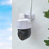 Überwachungskamera Set 3x WLAN PoE 2K Zoom – Outdoor Kamerasystem mit Sirene Oculus Pro