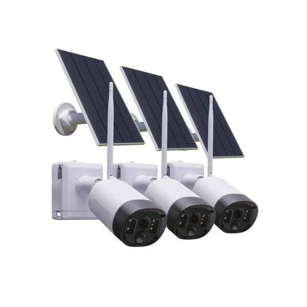 Solar Überwachungskamera Set 3x WLAN Akku – Autarkes Kamerasystem ohne Strom Apollo 2