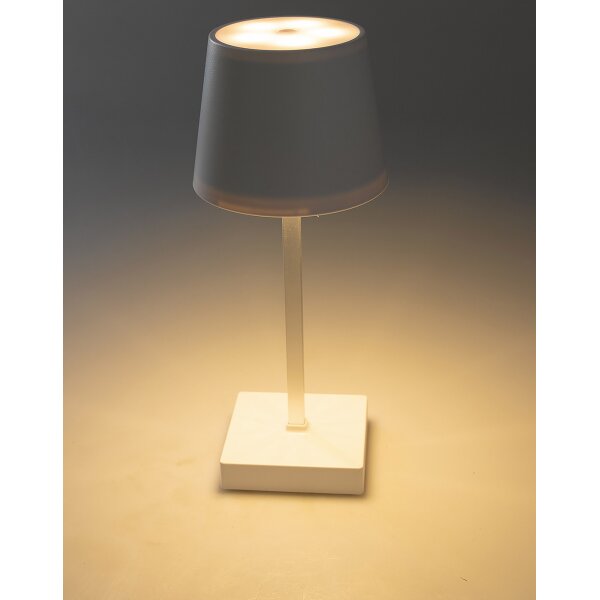 LED Akku Tischleuchte Weiß – dimmbar USB-C 3000K 160lm kabellos