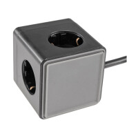 Steckdosenwürfel 3-fach mit USB-A & USB-C – 1,5m Kabel schwarz