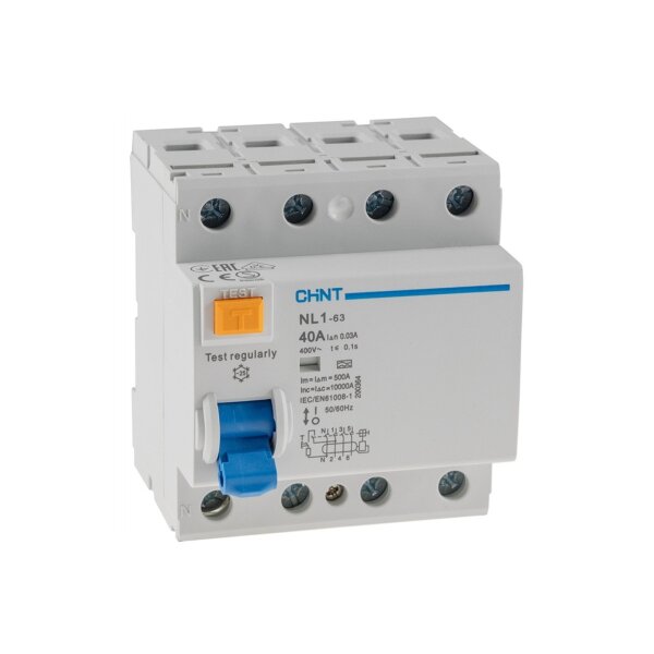 FI Fehlerstrom-Schutzschalter 30mA 40A, 4-polig für DIN Trägerschiene