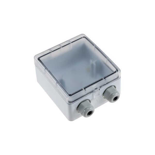 Aufputz Gehäuse mit Schutzklappe, IP54 110x105x57mm, 2 Kabelschlüsse