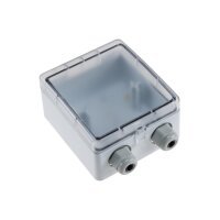 Aufputz Gehäuse mit Schutzklappe, IP54 110x105x57mm, 2 Kabelschlüsse