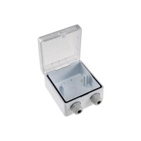 Aufputz Gehäuse mit Schutzklappe, IP54 110x105x57mm, 2 Kabelschlüsse