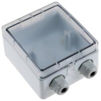 Aufputz Gehäuse mit Schutzklappe, IP54 110x105x57mm, 2 Kabelschlüsse