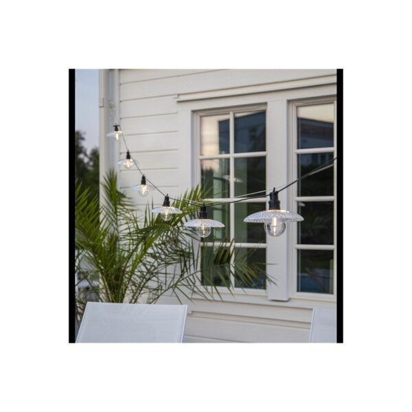 Glassy Light LED-Lichterkette – 6 Pressglas-Leuchten, warmweiß, IP44, für Außenbereich