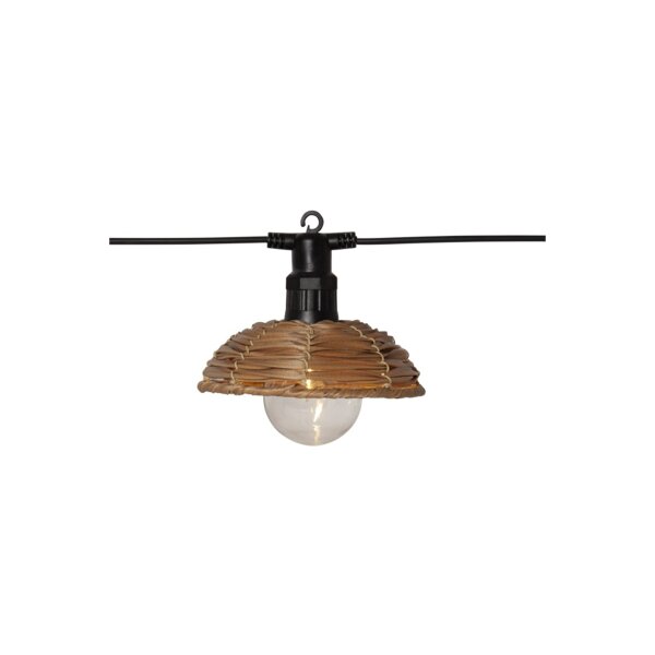 CESTA LIGHT LED Lichterkette Braun mit Rattanschirm, 6 LEDs, IP44 – Für Außenbereich