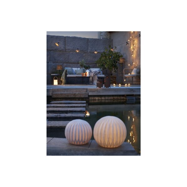 CESTA LIGHT LED Lichterkette Braun mit Rattanschirm, 6 LEDs, IP44 – Für Außenbereich