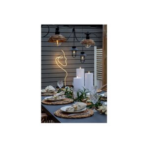 CESTA LIGHT LED Lichterkette Braun mit Rattanschirm, 6 LEDs, IP44 – Für Außenbereich