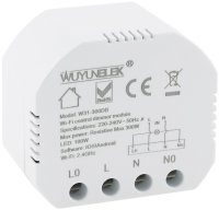 Wifi Unterputz Schalter mit Dimmer 250V 10A Einbau-Modul 53x48x39mm App Steuerung Android/iOS/Alexa/Google kompatibel