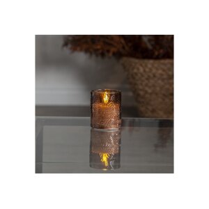 LED Stumpenkerze "Flamme Leaf" Braun –...