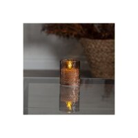 LED Stumpenkerze "Flamme Leaf" Braun – Glas, Timer, Ø 8,5 cm x 10 cm