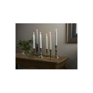 LED Leuchterkerze 2er Set "Flamme Swirl" grau