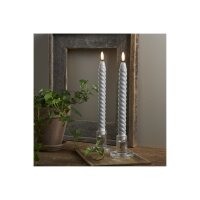 LED Leuchterkerze 2er Set "Flamme Swirl" grau