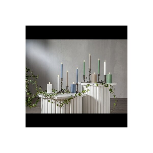 LED Stumpenkerze Blau – Flamme Stripe mit Timer & LED-Flamme