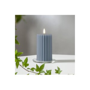 LED Stumpenkerze Blau – Flamme Stripe mit Timer...