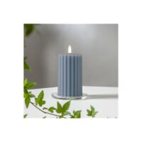 LED Stumpenkerze Blau – Flamme Stripe mit Timer & LED-Flamme