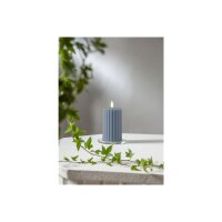 LED Stumpenkerze Blau – Flamme Stripe mit Timer & LED-Flamme