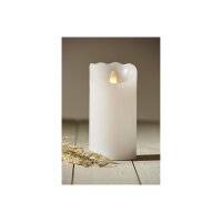 LED Stumpenkerze „Glow“ Weiß – flackerndes Licht mit Timer, 500h Laufzeit