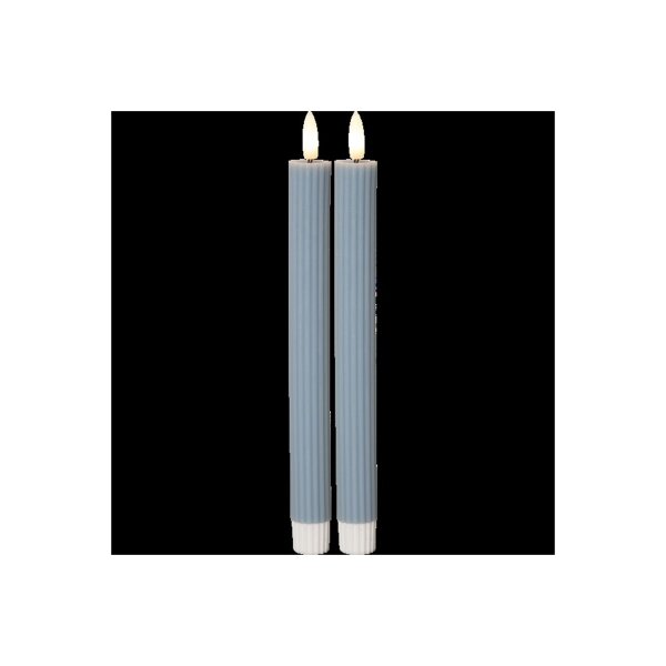 LED-Leuchterkerzen Blau 2er-Set – Flamme Stripe mit Timerfunktion