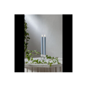 B-Ware LED-Leuchterkerzen Blau 2er-Set – Flamme Stripe mit Timerfunktion