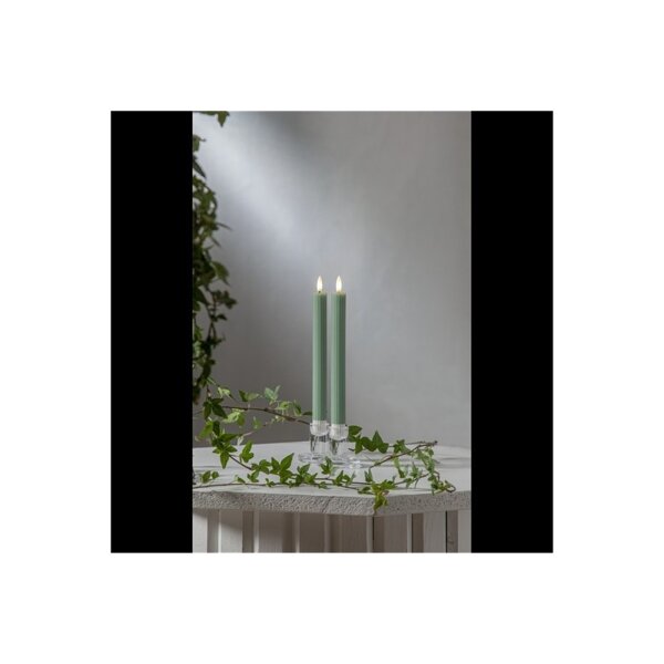 LED Leuchterkerze 2er Set Flamme Stripe in Grün