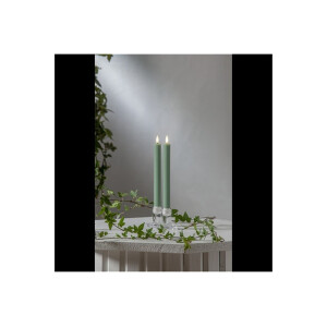 LED Leuchterkerze 2er Set Flamme Stripe in Grün