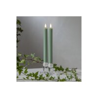 LED Leuchterkerze 2er Set Flamme Stripe in Grün