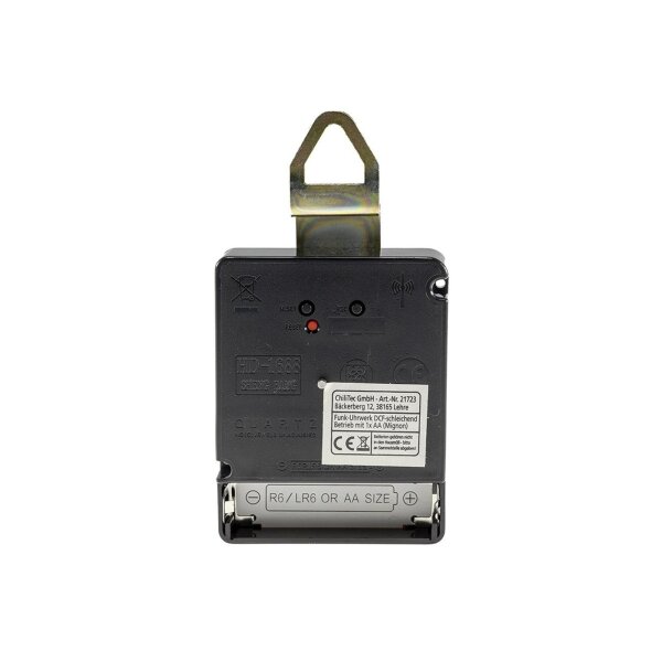 DCF Funkuhrwerk leise mit 3 Zeigersätzen – schleichender Sekundenzeiger 6,8mm