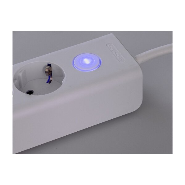 Steckdosenleiste mit Ladebuchsen für USB USB-A /USB-C,3-fach, weiß, 1,5m Kabel