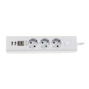 Steckdosenleiste mit Ladebuchsen für USB USB-A /USB-C,3-fach, weiß, 1,5m Kabel