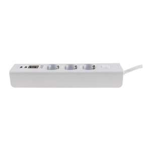 Steckdosenleiste mit Ladebuchsen für USB USB-A /USB-C,3-fach, weiß, 1,5m Kabel