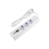 Steckdosenleiste mit Ladebuchsen für USB USB-A /USB-C,3-fach, weiß, 1,5m Kabel