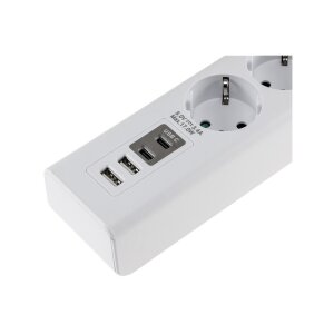 Steckdosenleiste mit Ladebuchsen für USB USB-A...