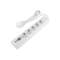 Steckdosenleiste mit Ladebuchsen für USB USB-A /USB-C,5-fach, weiß, 1,5m Kabel