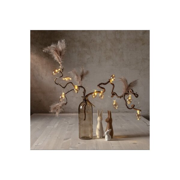 Lichterkette Shimmer mit Glaseiern – warmweiß, Timerfunktion, 135?cm, Innenbereich