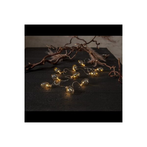 Lichterkette Shimmer mit Glaseiern – warmweiß, Timerfunktion, 135?cm, Innenbereich