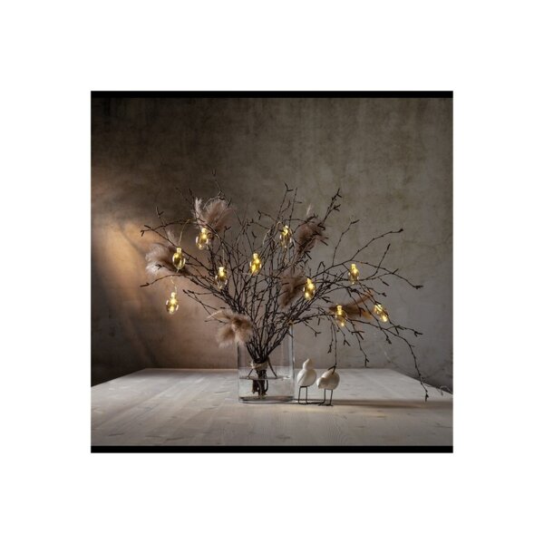 Lichterkette Shimmer mit Glaseiern – warmweiß, Timerfunktion, 135?cm, Innenbereich