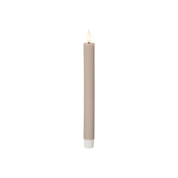 LED Leuchterkerze 2er Set "Flamme Stripe" in Beige