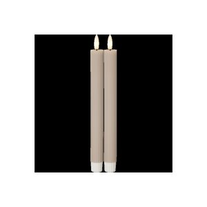 LED Leuchterkerze 2er Set "Flamme Stripe" in Beige