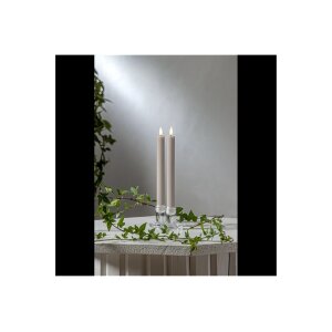 LED Leuchterkerze 2er Set "Flamme Stripe" in Beige