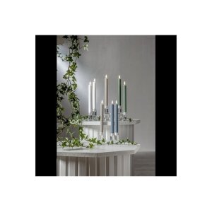 LED Leuchterkerze 2er Set "Flamme Stripe" in Beige