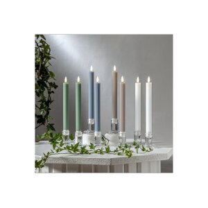 LED Leuchterkerze 2er Set "Flamme Stripe" in Beige