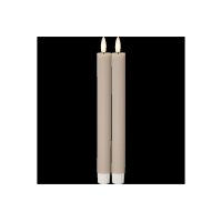 LED Leuchterkerze 2er Set "Flamme Stripe" in Beige