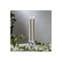 LED Leuchterkerze 2er Set "Flamme Stripe" in Beige