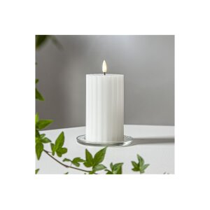 LED-Stumpenkerze Weiß – 15?cm | Flamme Stripe...